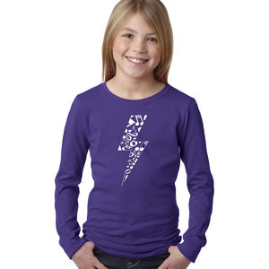 Girl's Word Art Long Sleeve - Lightning Bolt